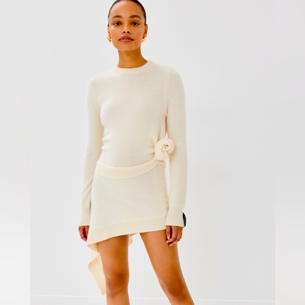 ROKH - Double Knit Knotted Dress - Small - Ivory